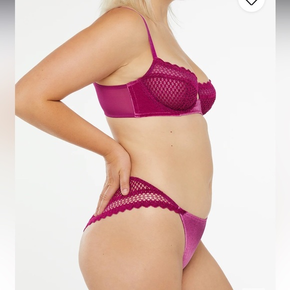 Savage X Fenty Purple Heat Velvet Vixen Unlined Balconette Bra & Cheeky Panty - Picture 4 of 17